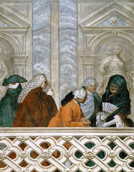 Group of five people with a woman in a black veil à Michelangelo Morlaiter