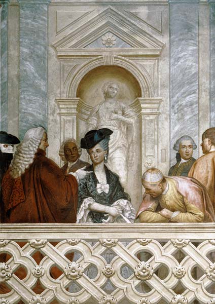 Group of seven notaries including one ecclesiastical figure à Michelangelo Morlaiter