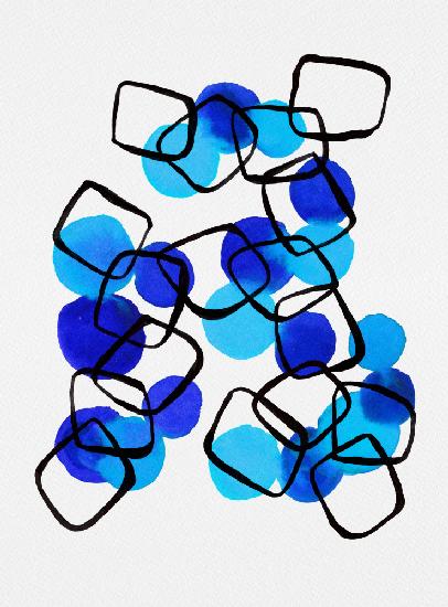 Blue Shapes Chain Squares Abstract