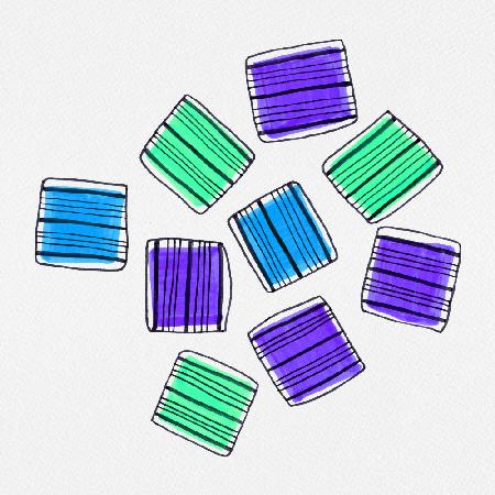 Mint Blue Lavender Striped Squares