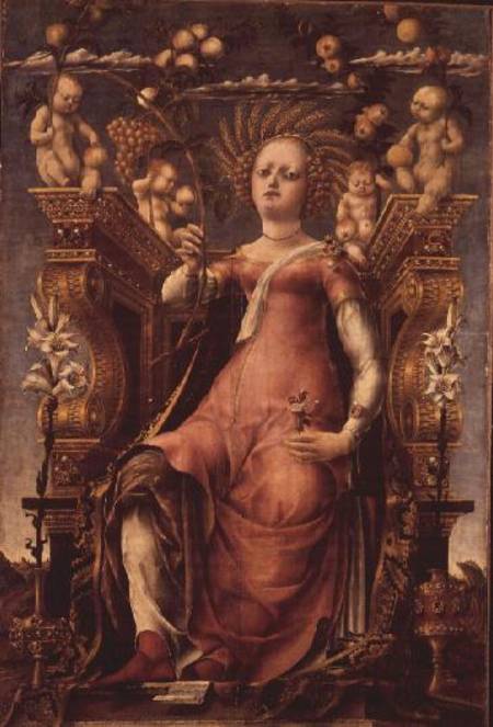 The Muse Thalia (Ceres Enthroned) (oil, tempera à Michele Pannonio