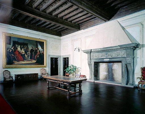 Interior with Fifteenth Century Fireplace, Villa Medicea di Careggi (photo) à Michelozzo  di Bartolommeo