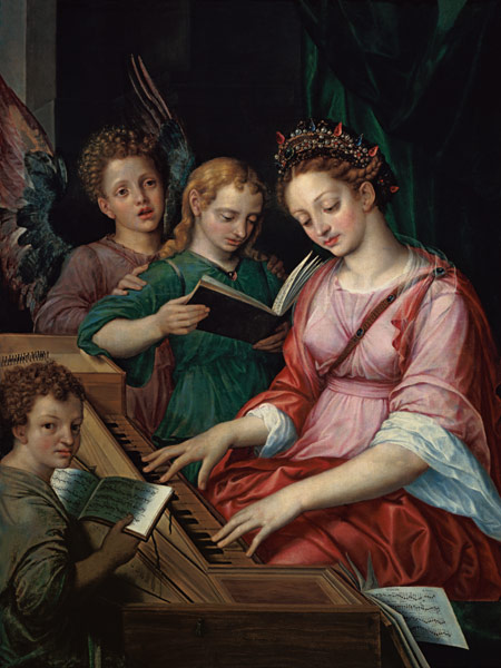 St. Cecilia Accompanied by Three Angels à Michiel I Coxie