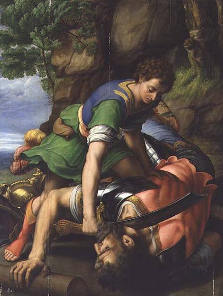 David beheading Goliath (panel) à Michiel I Coxie