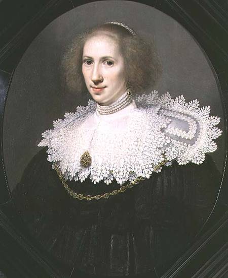 Portrait of a Lady with a Lace Collar and Pearls à Michiel Jansz. van Miereveld