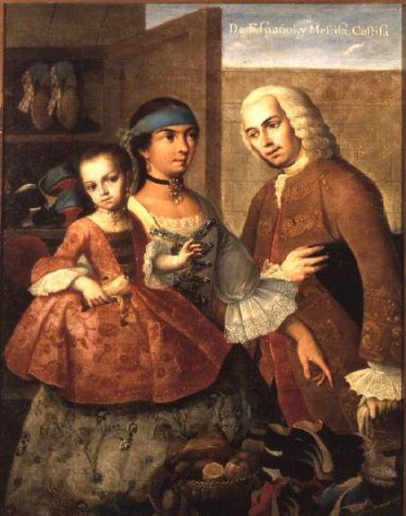 A Spaniard and his Mexican Indian Wife and their Child, from a series on mixed race marriages in Mex à Miguel Cabrera