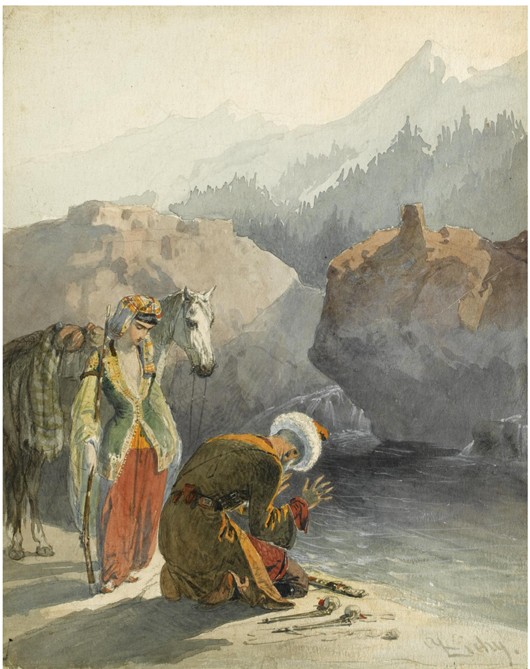 The prayer (From the Series Scènes du Caucase) à Mihaly von Zichy