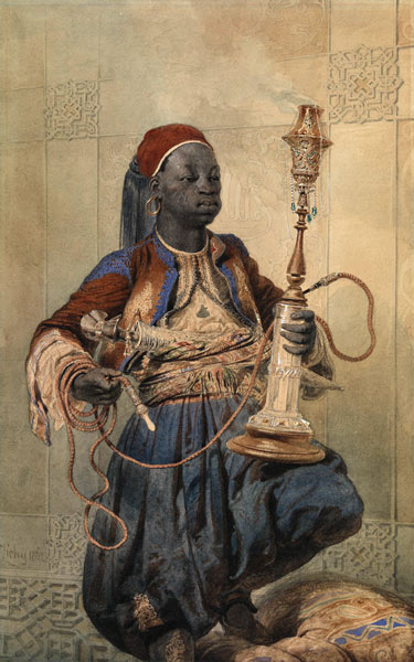 Nubian with a Waterpipe à Mihaly von Zichy
