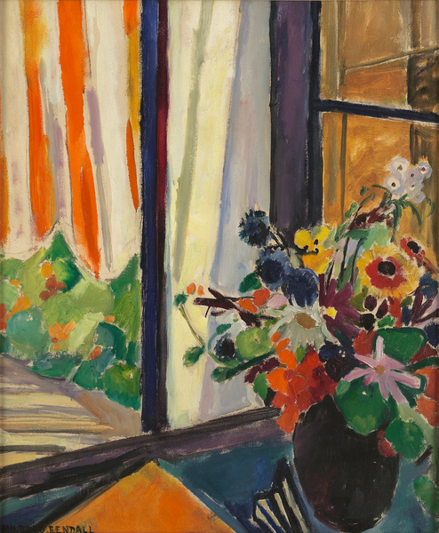 Flowers before a window, c à Mildred Bendall