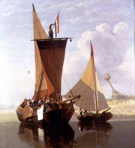 Boats on the Medway à Miles Edmund Cotman