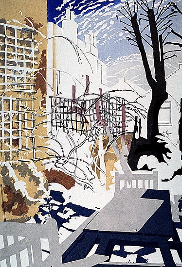 Stark Winter Back-Garden, 1993 (colour linocut)  à Miles  Thistlethwaite
