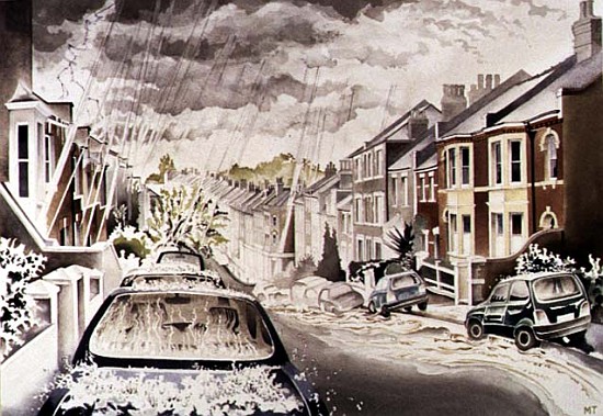 Sudden Downpour in NW5 District, 1998 (w/c on paper)  à Miles  Thistlethwaite