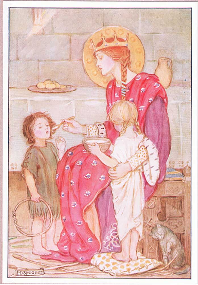 One by one she fed each little orphan with her own golden spoon lithograph à Minnie Didbin Spooner