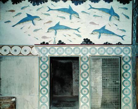 The Dolphin Frescoes in the Queen's Bathroom, Palace of Minos à Minoan