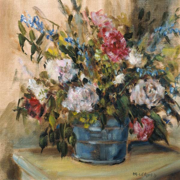 Flowers in a bucket (oil on canvas)  à Miranda  Legard
