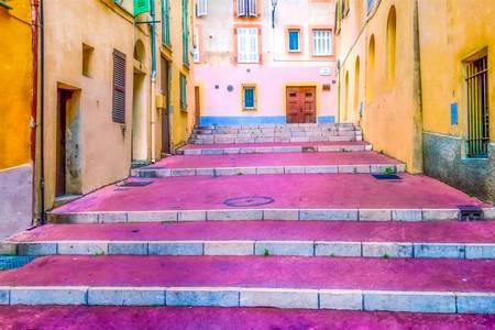 Treppe in Nizza, Frankreich in Pastel, Pas­tell­far­be