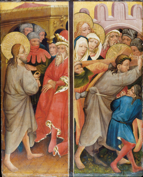 Christ before Pilate, Carrying of the Cross à Maître du Rhin moyen vers 1420