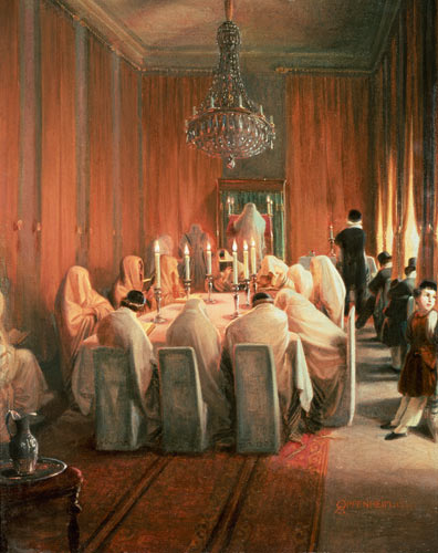 The Rothschild Family at Prayer à Moritz Daniel Oppenheim