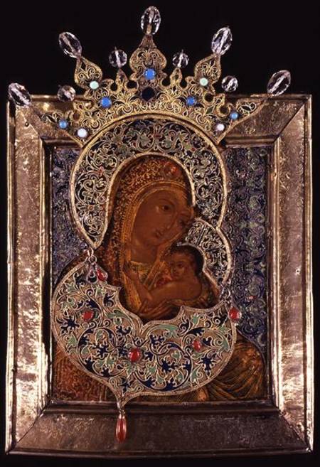 Icon of the Virgin the All Glorified à École de Moscou