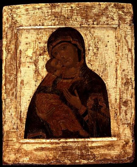 Icon of the Virgin of Vladimir à École de Moscou