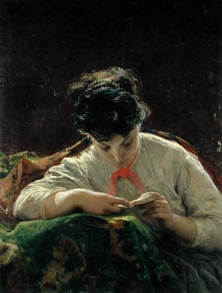 Young Woman Reading à Mose Bianchi