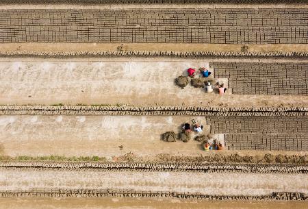 Handmade bricks producing