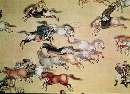 Voyage of Emperor Qianlong (1736-96) detail from a scroll, Qing Dynasty à Mou-Lan