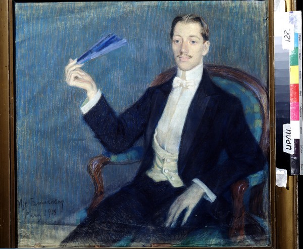 Porträt des Dichters Nikolai Gumiljow (1886-1921) à Mstislaw Wladimirowitsch Farmakowski