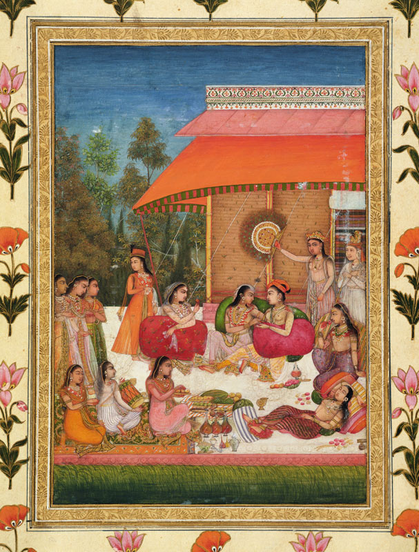 Ladies feasting, from the Small Clive Album à École moghole