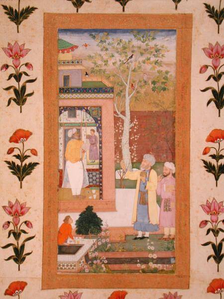 An artist decorating the interior of a garden pavilion, from the Small Clive Album à École moghole