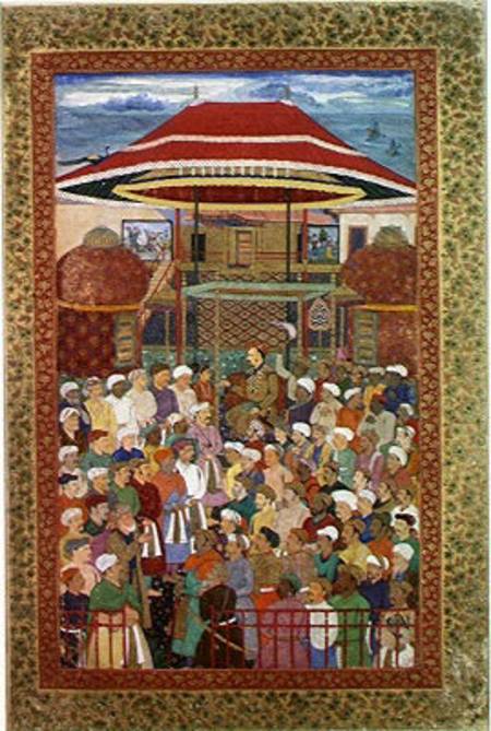 The Court Welcoming Emperor Jahangir (Shah Salim) (1569-1627) à École moghole