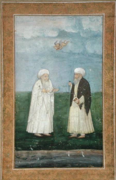 Two Muslim holy men, from the Small Clive Album à École moghole