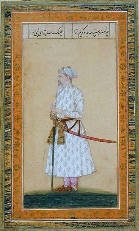 A Prince wearing a sword, from the Small Clive Album à École moghole