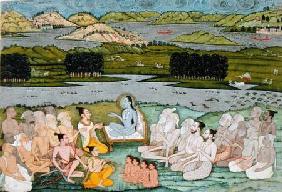 The sage Shuku Deva addressing King Parikshit & a group of Sadhus