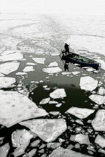 Boatman on ice