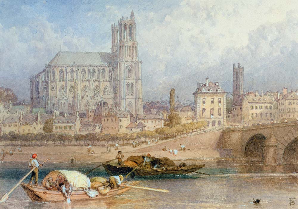 Nantes Cathedral from the River à Myles Birket Foster