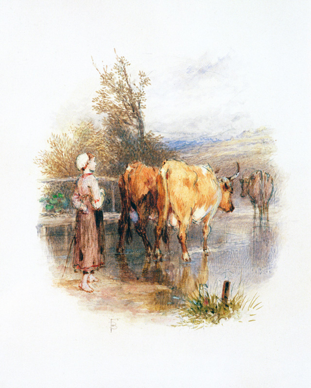The Young Cowherd à Myles Birket Foster