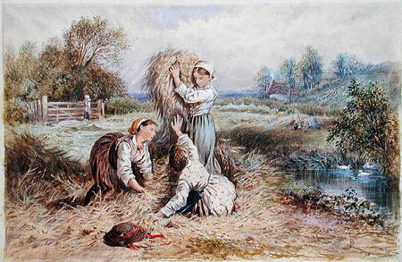 Children playing in a meadow à Myles Birket Foster