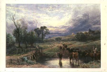 Landscape with Cattle and Bridge à Myles Birket Foster