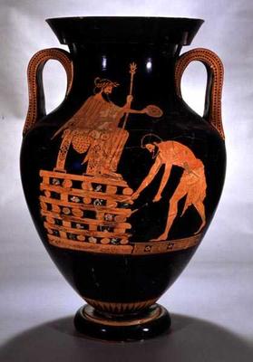 Attic red-figure belly amphora depicting Croesus on his Pyre, from Vulci, c.500-490 BC (pottery) à Myson