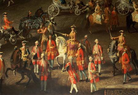A Cavalcade in the Winter Riding School of the Vienna Hof to celebrate the defeat of the French army à École de Mytens