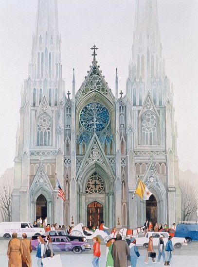 St. Patrick''s Cathedral, New York, 1990 (w/c on paper)  à Myung-Bo  Sim