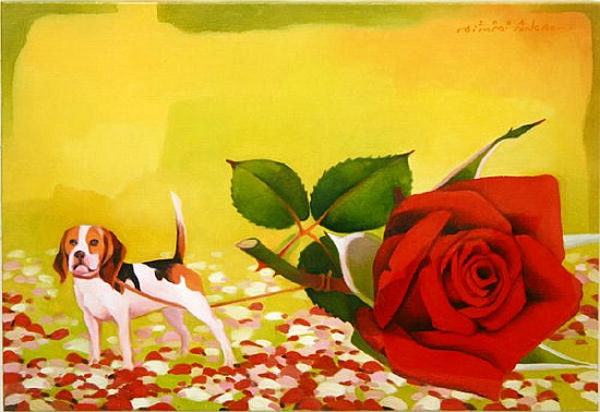 The Rose and the Dog, 2004 (oil on canvas)  à Myung-Bo  Sim