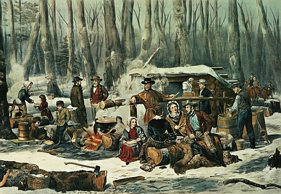 American Forest Scene - Maple Sugaring à N. Currier