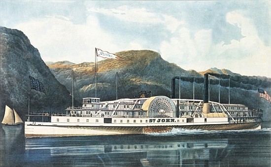 The Hudson River Steamboat `St. John'', published 1864 à N. Currier