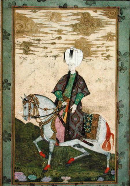 Equestrian portrait of Sultan Osman II (1603-22) à Nakshi