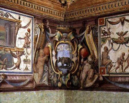 The 'Sala del Granduca di Toscana' (Hall of the Grand Duke of Tuscany) detail of the frieze depictin à Nanni  di B. Bigio  & Bartolomeo Ammannati