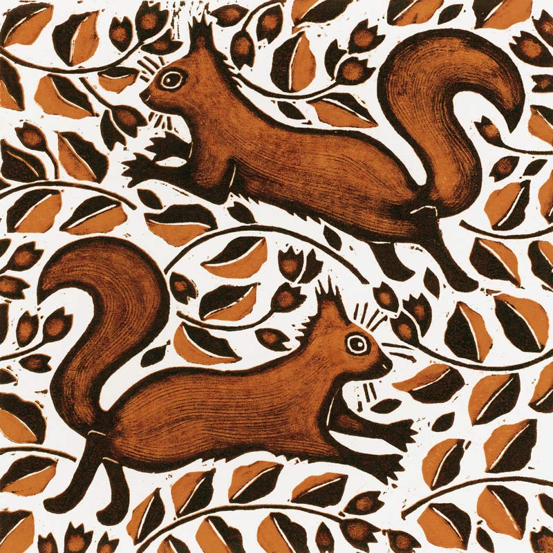 Beechnut Squirrels, 2002 (woodcut)  à Nat  Morley