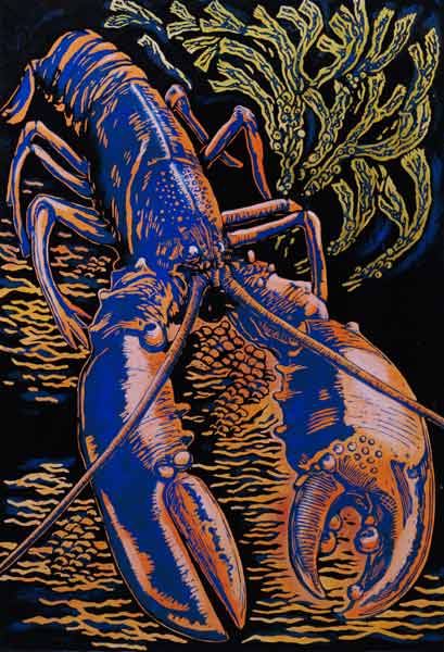 Lobster, 1998 (woodcut)  à Nat  Morley