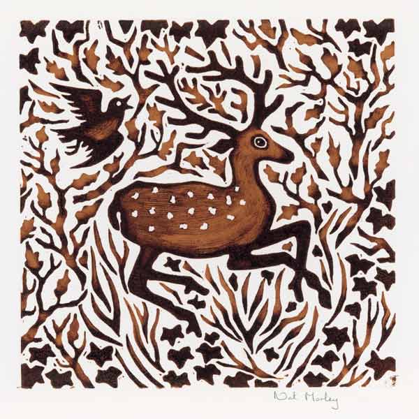 Woodland Deer, 2000 (woodcut)  à Nat  Morley